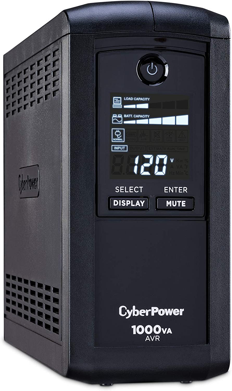 CyberPower CP1000AVRLCD Intelligent LCD UPS System, 1000VA/600W